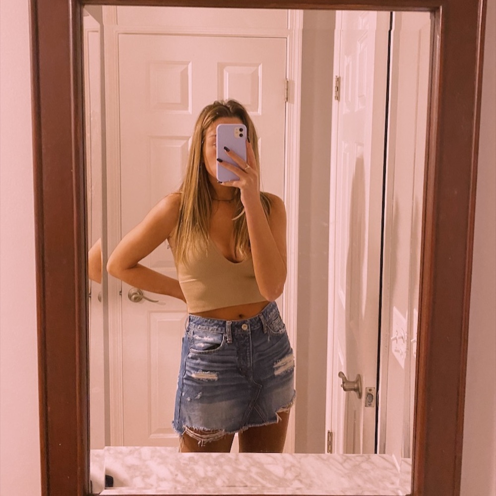 American Eagle Distressed Denim Skirt